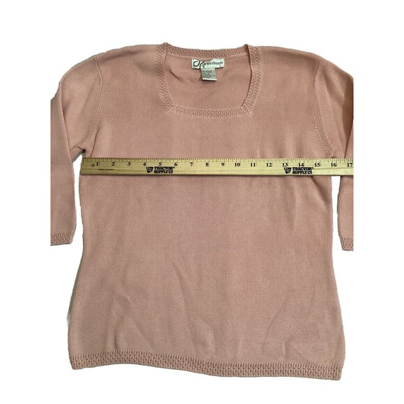 DRESSBARN True Pink Cotten Blend Delicate Pull Over Sweater 3/4 Sleeve Sz Small - Picture 3 of 11